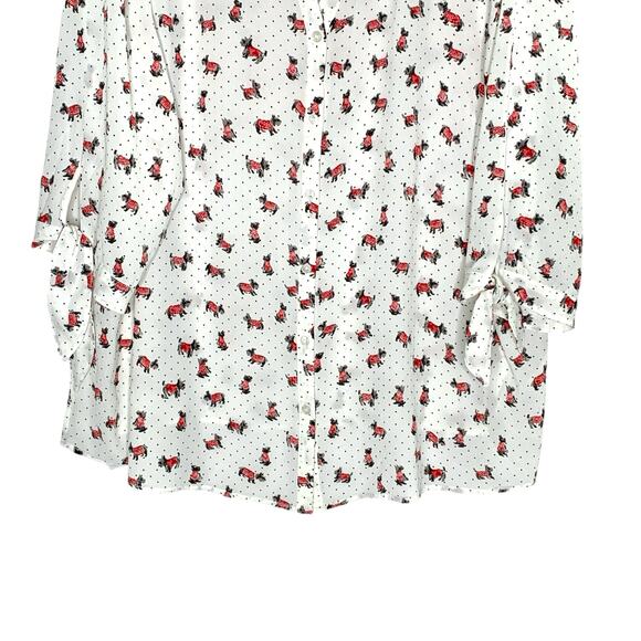 Catherines 1X NEW Womens Plus Scottie Dog in Sweater Print Top Blouse Petite - Picture 5 of 9